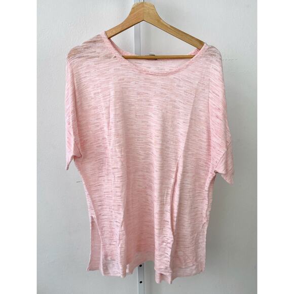 J. JILL Pure Jill  XL Lightweight Tunic Sweater Short Sleeve Cotton Viscose Pink - Picture 1 of 6